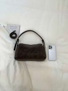 女士单肩包，时尚优雅个性化拼接大容量枕形包，咖啡色，适合购物和通勤。 - 咖啡 - 查看 11