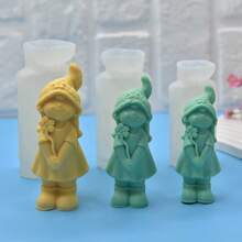 1 pieza Molde de silicona de figura de niña de dibujos animados con un enanito lindo con sombrero - Blanco - Ver 7
