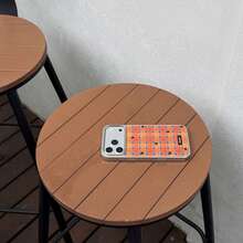 Retro Silver Edged Resin Orange Plaid Star Phone Case Compatible With IPhone 17 Pro Max, 16 Pro Max, 15 Pro, 14, 13, Cute & Fashionable Phone Protective Cover - Orange - View 11