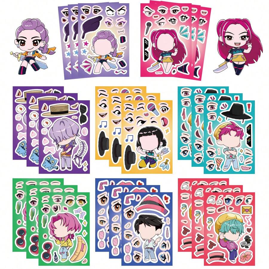 Mattel 8pcs Cartoon Witch Hunting Team Assemble Series Sticker Decals For Phone, Cup, Skateboard, Waterproof PVC, Suitable As Small Gifts For Family And Friends, New Year, Valentine's Day, Easter Gifts - Multicolor - View 1