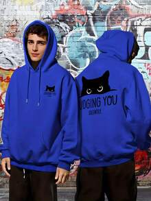 Men's Hoodie - Funny "Judging You Silently" Graphic Pullover Sweatshirt - Hooded Sweatshirt With Front Pocket - Black - View 10