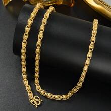 2件套优雅18K镀金镂空编织项链手链首饰套装，复古风格，适合女性日常、派对、活动、节日佩戴 - 金色 - 查看 4