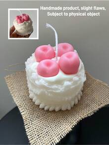 1pc Realistic Piped Cream Strawberry Cake Scented Candle (8cm/3.14in), Creative Shaped Candle, Handmade Soy Wax, Smokeless Candle, DIY Candle, Pure White Heart-Shaped Candle - Multicolor - View 16