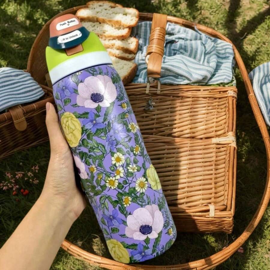 Owl'aa 32oz Limited Edition Water Bottle, Sports Water Bottle, Leak-Proof Design With Pop-Up Lid, Available In Multiple Colors, Designed For Water Enthusiasts, Perfect For Fitness, Running, School, And Holiday Gifts, A Stylish New Water Bottle For Her. - 紫色 - 查看 1