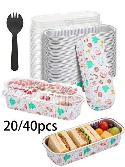 20/40pcs Premium Baking Aluminum Foil Trays, Suitable For Air Fryer, Oven, Grill, Baking Cakes - Rectangular Tin Foil Pans, Ideal For Home Baking, Camping, Parties And Birthday Decorations, Air Fryer Accessories, Great For Baking, Pastries, Party Decorations, Rectangular Trays, Durable Trays, Plates And Platters