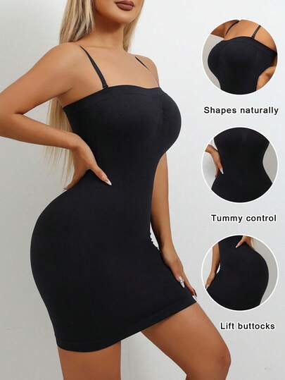 1 ชิ้น ชุดเดรสรัดรูปผู้หญิง, ชุดเดรสสายเดี่ยวเซ็กซี่, ชุดเดรสเข้ารูปยกกระชับสัดส่วน, เหมาะสำหรับโยคะ, ออกกำลังกายและสวมใส่ในชีวิตประจำวัน