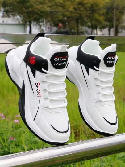 Men's Leather Basketball Shoes, High-Top Sports Shoes, 2025 Autumn/Winter New Arrival, Suitable For Teenagers, Outdoor Sports, Shock-Absorbing