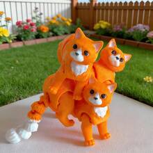 3D Printed Cute Adorable Flower Face Cat Model Plastic Figurine Desktop Decor Sculpture Ornament, Holiday Gift