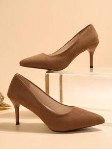 2026 Spring New Women's High Heel Pumps, Fashionable Minimalist Casual Lightweight, Solid Color Elegant Versatile Ladies' New Style - màu nâu - Xem 6