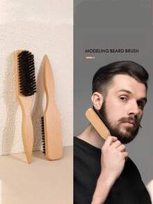 1pc Unisex Boar Bristle Smooth Comb, Tames Frizzy Hair, Edge Control Comb, Fluffy Wooden Handle Comb, Detangling Comb, Controls Hairline, Sleek Ponytail Comb - Includes Wide-Tooth Detangling Comb And Smoothing Comb, Convenient For Parting, Styling, Polishing And Straightening Hair, Creates Smooth, Frizz-Free Hairstyles, Suitable For Men And Women, Recommended As A Christmas Gift - Beige - View 6