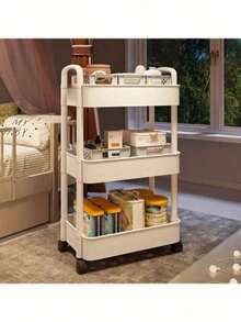 5/4/3 Tier Storage Cart - Durable Plastic Material, Easy To Move, Suitable For Kitchen, Bathroom, Bedroom - (Easy To Move And Convenient) Black & White Lingerie Storage Box, Thickened Tube, Strong Load-Bearing, Multi-Layer Storage Rack, Suitable For Kitchen, Bedroom And Outdoor Camping, Durable Plastic Design, Multi-Functional Storage Cart | Modern Storage Rack | Sturdy Storage Rack, Halloween, Christmas Gift Kitchen Supplies Kitchen Accessories Kitchen Tools - Multicolor - View 4