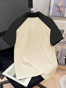 Set de 2 piezas: Camisa polo con estampado de letras + Pantalones, conjunto informal de verano para niños - Multicolor - Ver 5