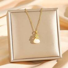 Best-Selling Copper Coin White Jade Fortune Bag Titanium Steel Collar Chain, Colorfast, High-End Female Necklace, Simple And Fashionable Versatile Accessory - Multicolor - View 2
