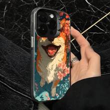Funda de Teléfono Perro Corgi Blanco Patrón de Flor de Cerezo Para iPhone 14 13 12 11 Pro Max y  Galaxy S23 S22 S21 S20 Opción de Regalo Ideal para Todas las Estaciones - Plateado - Ver 4