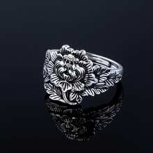 1pc 925 Sterling Silver Vintage Leaf Pattern Personalized Fashion Adjustable Ring, Suitable For Everyday Casual Wear, Gift For Family And Friends On Holidays And Birthdays - Antique Silver - View 5