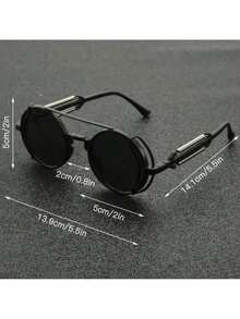 Unisex Steampunk Glasses - Vintage Industrial Style Red Tinted Lenses, Large Round Frame, Suitable Halloween, Role, Gothic Party - Retro Futuristic Party Glasses Men And Women LW3X - 紅色 D - 查看 3