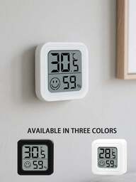 1/2pcs Mini Smiling Face Thermometer Hygrometer, Double-Sided Adhesive LCD Display, Precise Monitoring Of Indoor/Outdoor, Bedroom, Dining Room, Office, Reptile Tank Temperature & Humidity Changes