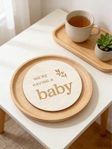 1件木质标牌，婴儿木质公告板，孕妇礼物，婴儿纪念品，婴儿房装饰 - 木質色 - 查看 9