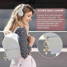 XJJX Flower Keychains Charm, Cherry Blossom Enamel KeyChains Cute Floral Keyring - 紫色 - 查看 5