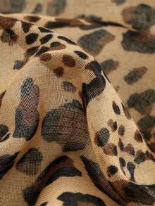 1pc Vintage Chic Shawl For Women, European And American Style, Lightweight Luxury Leopard Print Silk Scarf, Fashion Accessory For Spring & Autumn - Brown - View 2