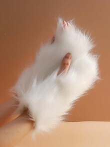 1 Pair Fashionable Warm Fingerless Gloves - White - View 4