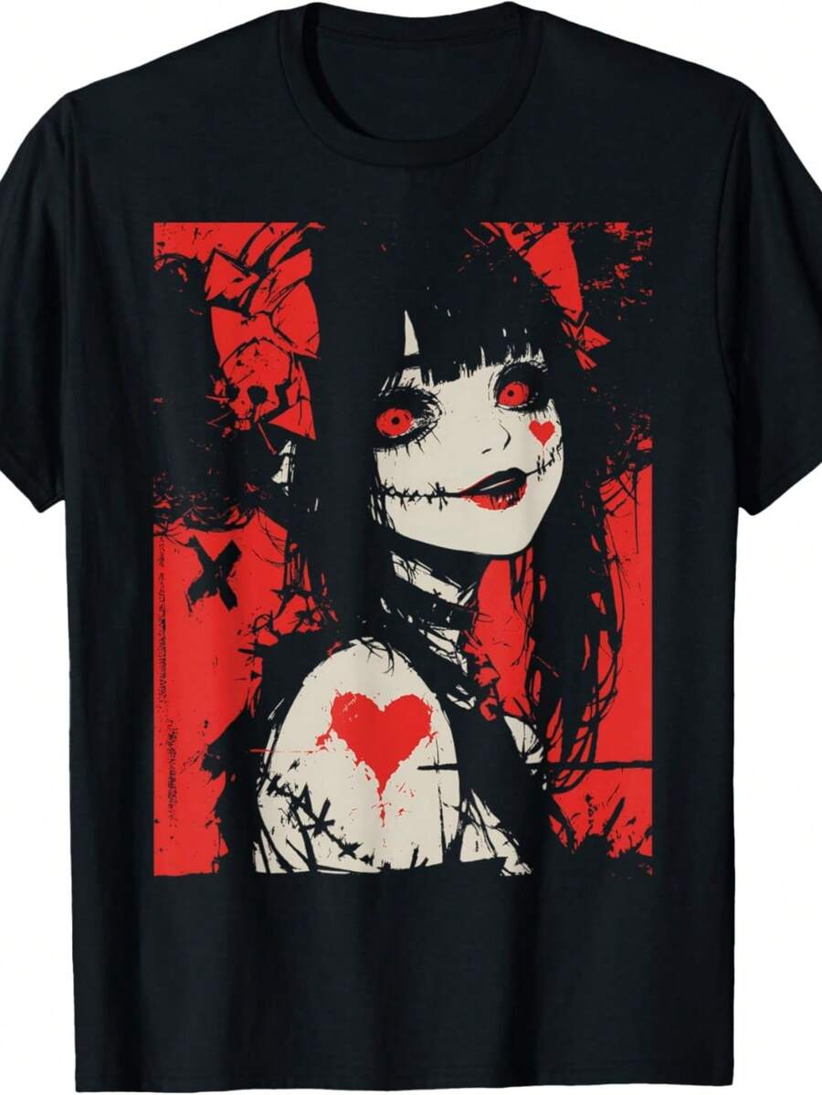Cute Gothic T-Shirt From Japanese Horror Anime Comic - White - View 1