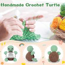 这款手工钩织的可爱小乌龟玩偶由羊毛线制成，触感柔软舒适；尺寸约为 2.3 x 1.4 x 3.5 英寸，这款带有鼓励卡片的小乌龟可以随身携带，随时随地为您提供正能量。 - 彩色 - 查看 4