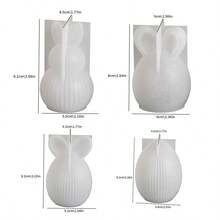 Bộ 4 khuôn silicon hình thỏ sọc, khuôn làm nến hình trứng thỏ dễ thương tự làm, khuôn nhựa epoxy trang trí nhà cửa/quà tặng ngày lễ, khuôn đúc thủ công, khuôn thạch cao nghệ thuật lễ Phục sinh. - trắng - Xem 12