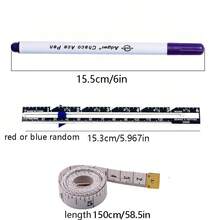Bộ 1/3/6/8 bút đánh dấu vải tan trong nước, thước dây hợp kim nhôm, thước dây mềm, thích hợp cho may đo, đánh dấu và vẽ đường viền trên vải. - Nhiều màu - Xem 3