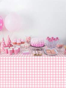 1 pièce Nappe en plastique jetable, nappe à carreaux imperméable noire/rouge/rose/bleue, convient pour les pique-niques en plein air, la cuisine et les fêtes de vacances - 137x274cm - Voir 4