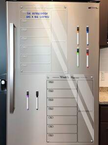 1pc Acrylic Weekly Planner Board, Magnetic Reusable Dry Erase Calendar, White & Black, Includes 6 Whiteboard Markers