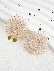 2 Pieces Button Cover For Shirts, Cute Faux Pearl Cufflink Cover, Hand Woven Beading Buckle Clip, Suit, Tailcoat, Shirt Decoration Buttons, Collar Clip, Shiny Button Cover, Suitable For Daily, Party And Wedding Clothing Fashion Decoration Cufflinks, Valentine's Day Gifts