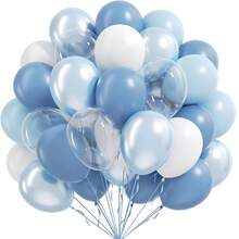A Set Of 10-Inch Latex Balloons (45pcs/30pcs), Available In Peacock Blue, Macaron Blue, Pearlescent Light Blue, White And Clear. Suitable For Valentine's Day Balloon Arches, Birthdays, Weddings, Confessions, Anniversaries, New Year - Multicolor - View 1