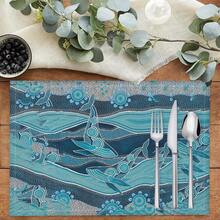 Bộ 1/4/6 tấm lót bàn ăn bằng vải lanh họa tiết đàn cá hình học, thích hợp cho bàn ăn, trang trí quanh năm, thảm trải bàn hiện đại có thể giặt được, trang trí phòng, lót ly, thảm trải bàn ăn nhà bếp, trang trí tiệc trong nhà và ngoài trời, trang trí nhà cửa, quà tặng lý tưởng. - Nhiều màu - Xem 2