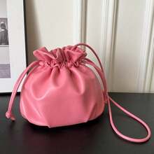 Women's Versatile Fashion Drawstring Bucket Crossbody Bag - Pink - View 8