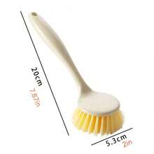 1pc Long Handle Kitchen Cleaning Brush, Suitable For Washing Dishes, Pots, Cutting Boards, Non-Stick, Plastic Material, Hang-Able, Convenient For Cleaning Stove Top - Multicolor - View 10