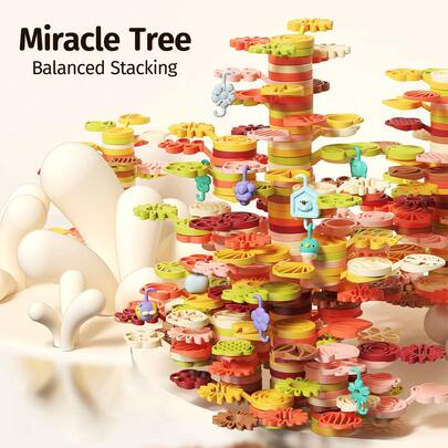1pc DIY Creative Cute Stacking Tree Toy, Multi-Color Accessories, Various Play Modes, Free Stacking & Balancing Building Blocks, Interactive Birthday/Christmas Gift