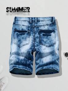 2-Pack Men's Summer Versatile Street Style Stretch Casual Denim Shorts - Light Blue + Dark Blue - View 6