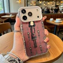 Funda de Teléfono Patrón de Muñeca Roja con Vestido Negro y Fondo Floral para  14 Pro Max  13  Galaxy S23 S22 Adecuada para Todas las Estaciones Opción de Regalo Ideal - Negro - Ver 1