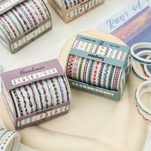 10 Rolls/Box Of Floral Pattern Washi Tape, Creative Line And Geometric Pattern Tape, Fashionable Colorful Paper Craft Supplies, Scrapbook Collage And Stationery Making Decorative Materials, Gift Packaging Decorative Tape, A Unique Gift For Friends
