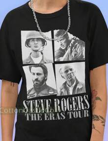 Steve Rogers Shirt Tee Tour Concert Style Bootleg Dark T-Shirt 334 - màu đen - Xem 1