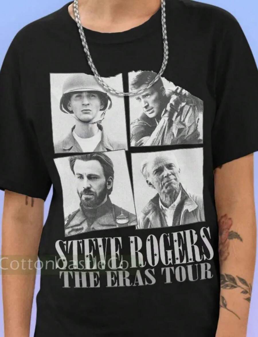 Steve Rogers Shirt Tee Tour Concert Style Bootleg Dark T-Shirt 334 - màu đen - Xem 1