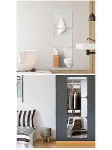 1 Roll Self-Adhesive Mirror Wall Sticker - Shatterproof, Washable, Suitable For Glass, Ceramic, Cabinet Doors And Smooth Surfaces - Decorative Modern Style, Multi-Piece Design, Creative Home Decor, Mirror Wall Decor - Multicolor - View 3