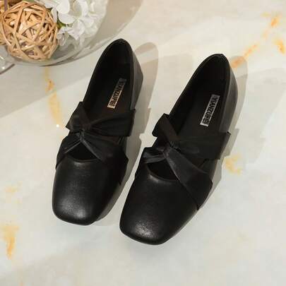 Women's Square Toe Flat Shoes, Criss-Cross Elastic Band Slip-On Flats, Casual Versatile Ballet Flat Shoes