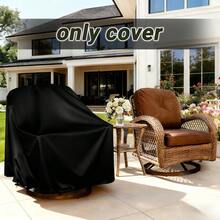 1 pieza Cubierta impermeable para silla de exterior, de poliéster, resistente a los rayos UV y al moho, protector transpirable para muebles de patio, se ajusta a sillas giratorias y mecedoras - Negro - Ver 2