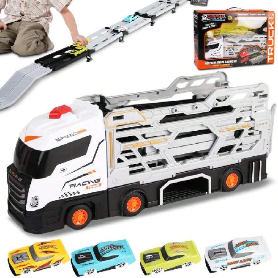 5 en 1 Juguetes para Niño,1.48M Pista De Carros para Niños,Juguetes De Vehículos Plegable y Transformable,Carritos para Niños,Dos Pistas para Juego multijugador,Blanco,38073733 - Granate - Ver 1