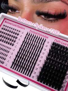305pcs/295pcs/285pcs/275pcs/265pcs 4 IN 1 Lash Clusters 200D/160D/120D/100D80D/60D Long 6-20mm Lash Spikes Lower Eyelashes Reusable Bottom Lashes Eyelash Clusters Volume Individual Lashes DIY Spiky Lash Extension Manga Cluster Eyelash Extensions Mink Strips Lashes Thick - D - 查看 12