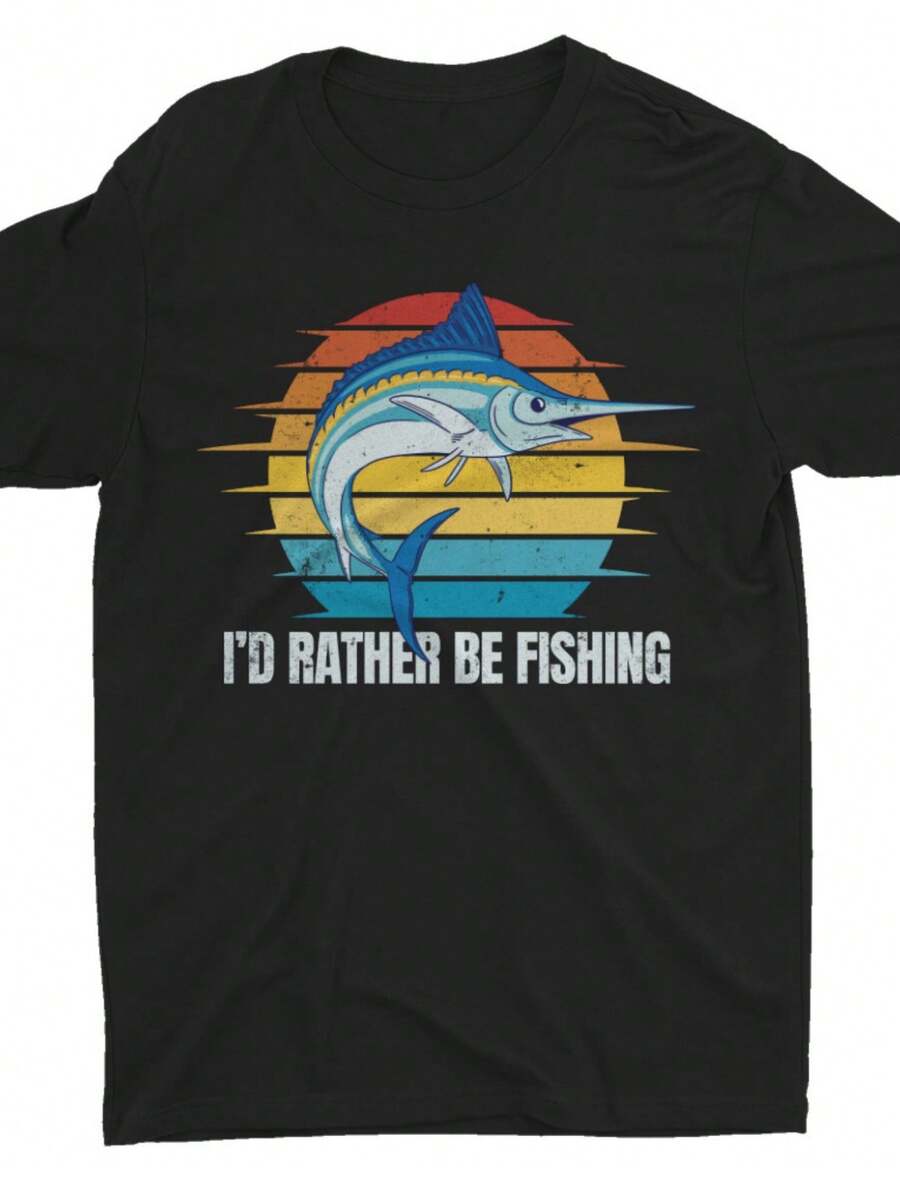 I'D Rather Be Fishing T Shirt Lure Fish Bait Boat fishing Fisherman Men's Shirt - Negro - Ver 1