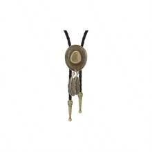 Bolo Tie Men Women Western Cowboy Tie Necklace Vintage Cowboy Hat Collar Neck Belt Leather Necktie Rodeo Bolo Ties Halloween Costume Accessories - initial - 查看 1