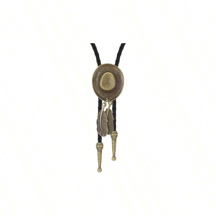 Bolo Tie Men Women Western Cowboy Tie Necklace Vintage Cowboy Hat Collar Neck Belt Leather Necktie Rodeo Bolo Ties Halloween Costume Accessories - initial - 查看 1